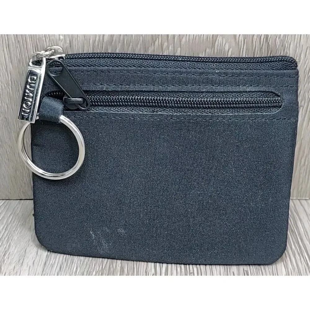 Buxton Wallet ID‎ Card Leather Black compact minimalist Zip Pouch